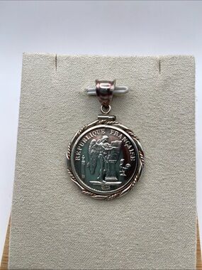 Sterling Silver Lucky Angel Coin Pendant Medallion Replica Vintage Celestial
